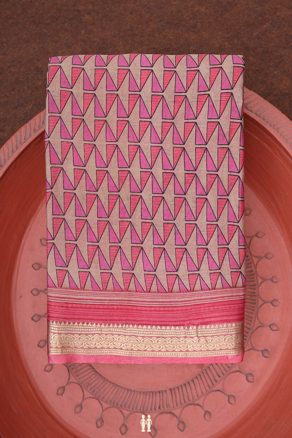 Crepe Saree In Rose Brown With Printed Design