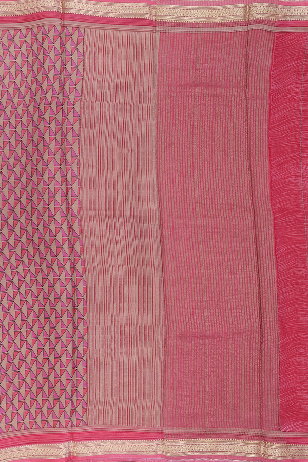 Crepe Saree In Rose Brown With Printed Design