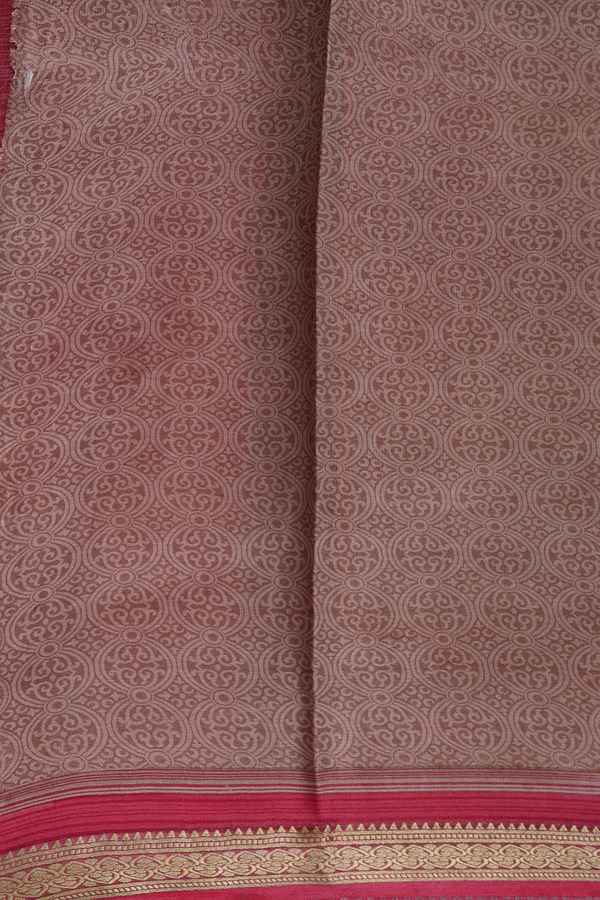 Crepe Saree In Rose Brown With Printed Design