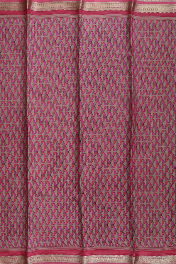 Crepe Saree In Rose Brown With Printed Design