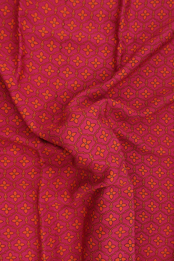 Crepe Saree In Rose Red With Scallop Design