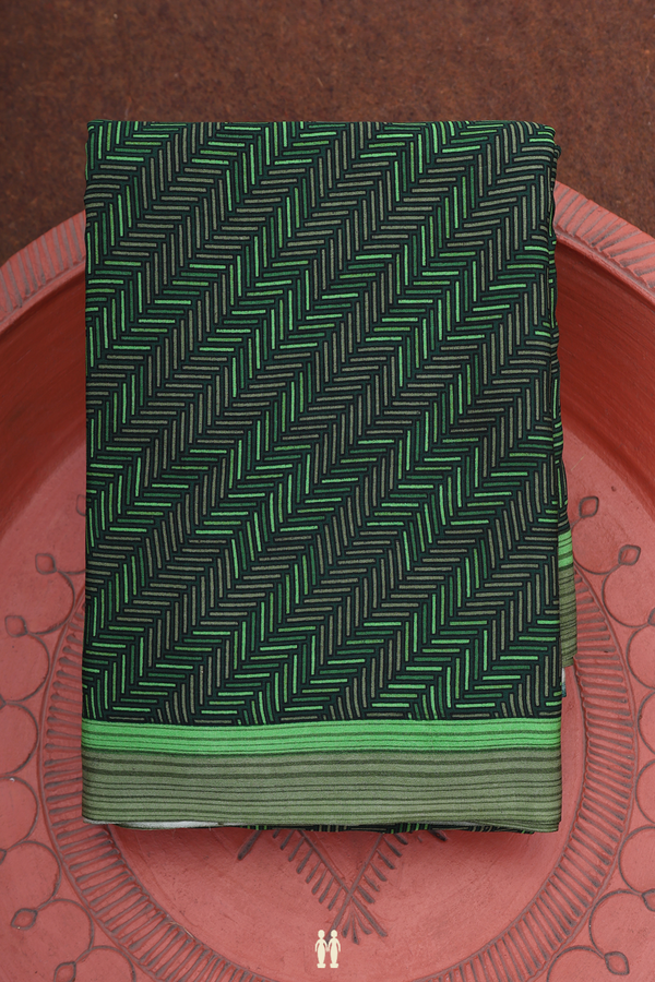 Crepe Saree In Shades Of Green With Printed Design