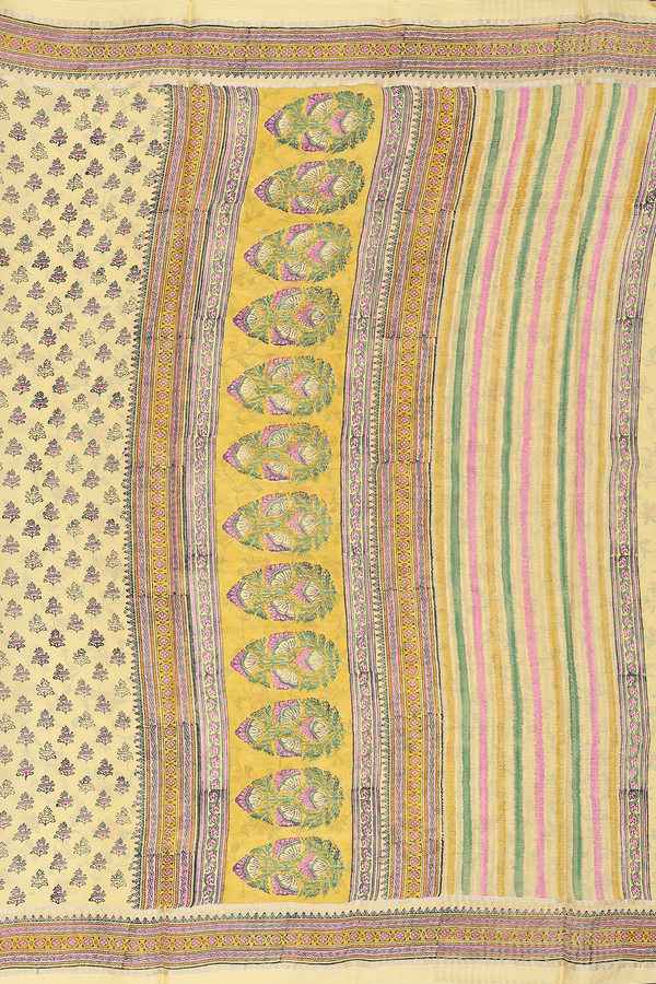 Crepe Saree In Yellow With Floral Design