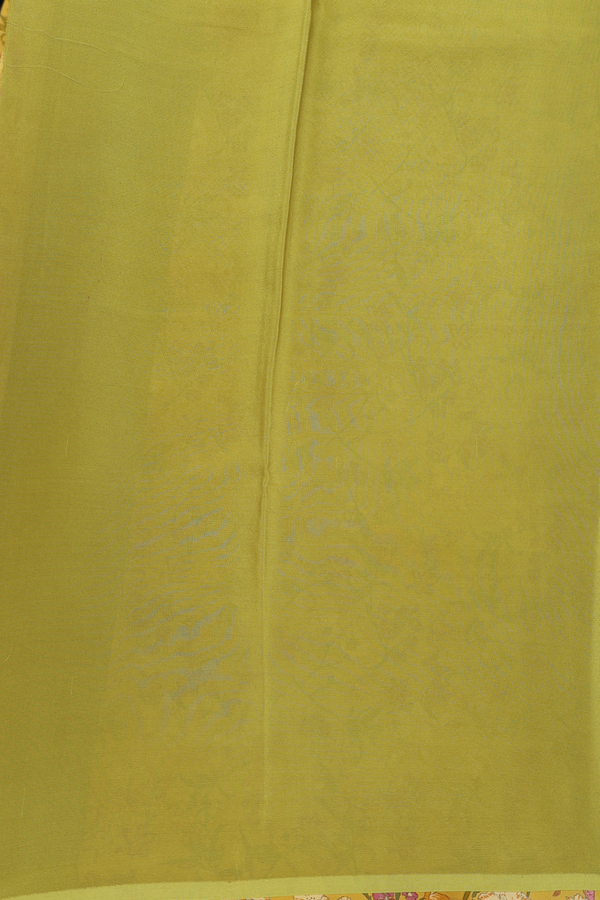 Crepe Saree In Yellow With Floral Design