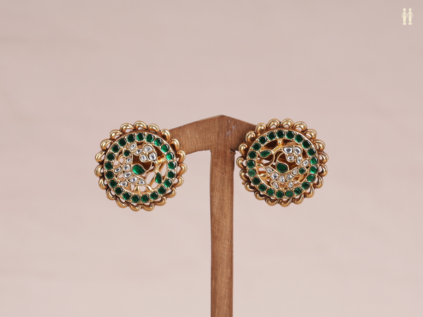 Chakram Design Gold Plated Pure Silver Stud Earrings
