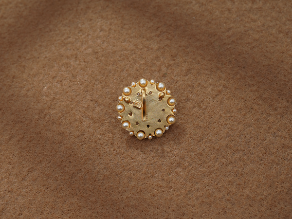 Crystal And Pink Stone Gold Plated Silver Pendant