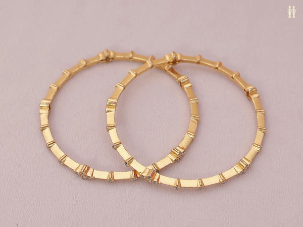 Crystal Stone Gold Plated Pure Silver Bangles