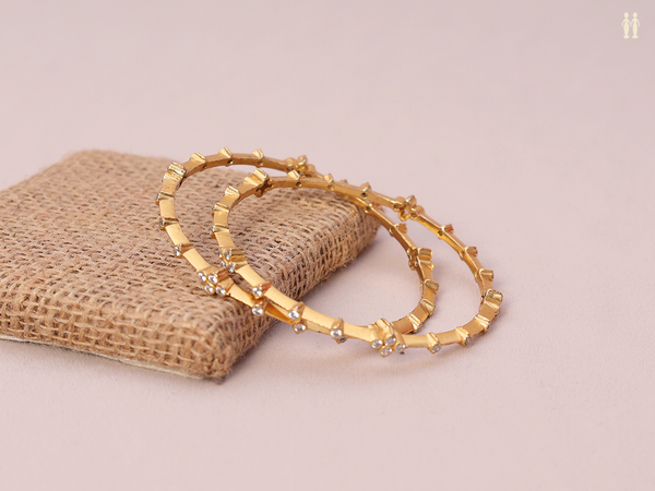 Crystal Stone Gold Plated Pure Silver Bangles