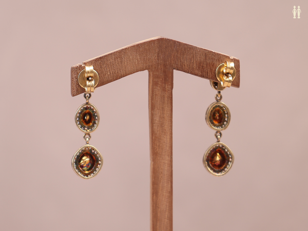 Crystal Stone Pure Silver Earrings