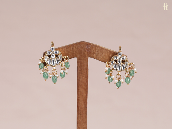 Crystal Stone Gold Plated Pure Silver Hook Earrings