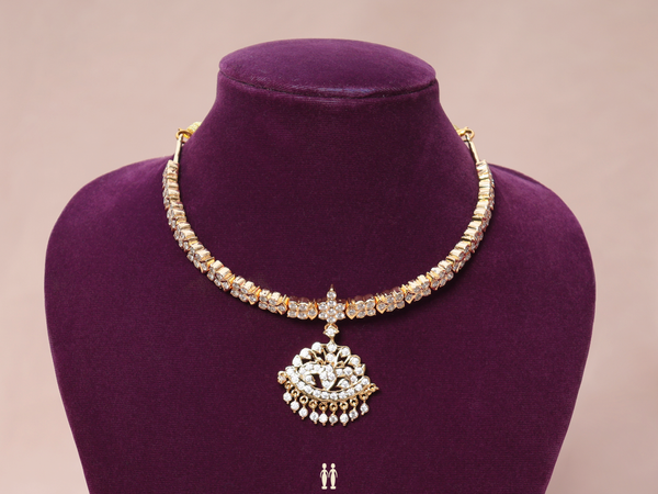 Crystal Stone Gold Plated Pure Silver Necklace