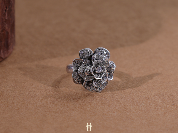 Crystal Stone Pure Silver Ring