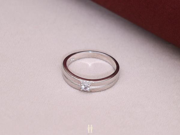 Crystal Stone Pure Silver Ring