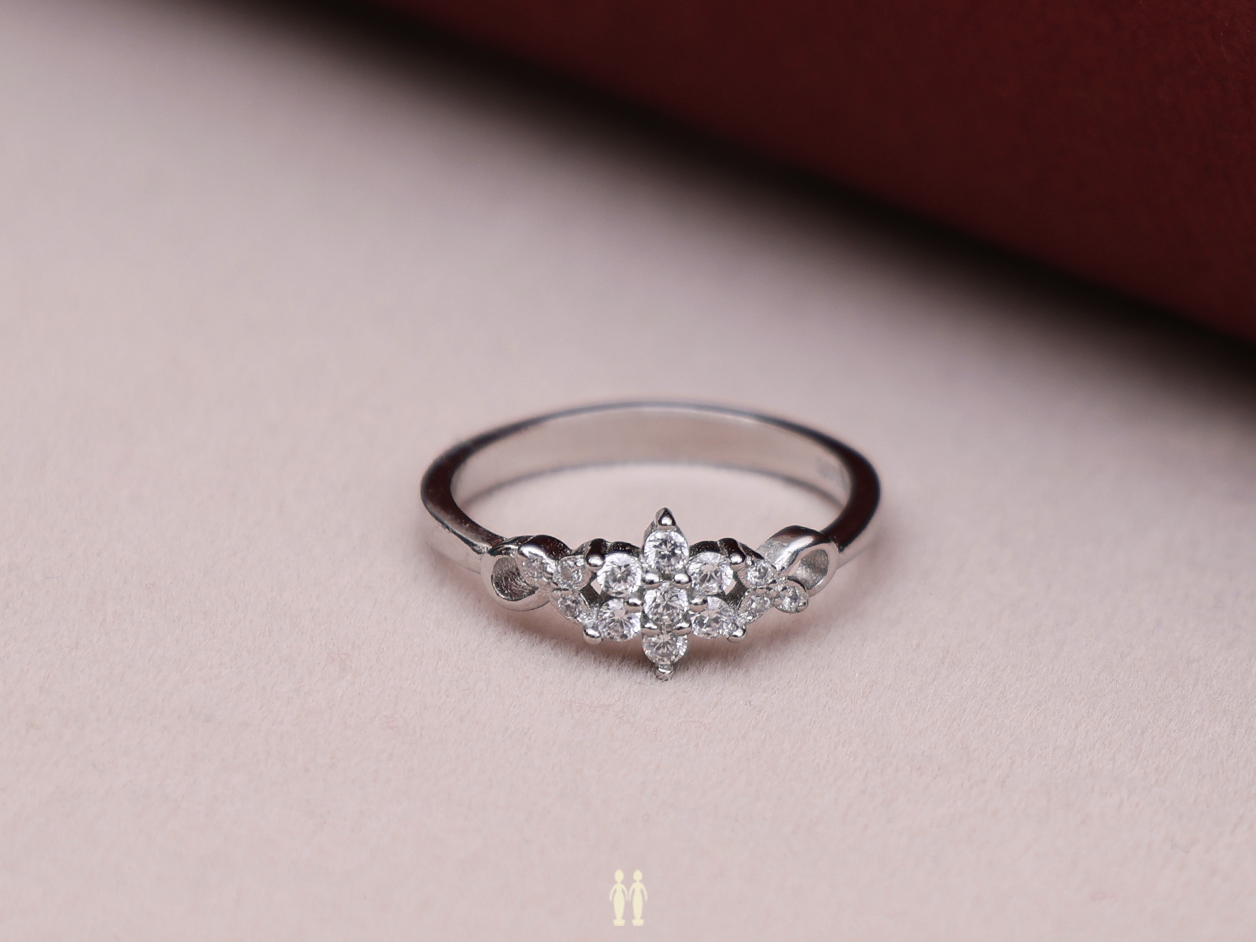 Crystal Stone Pure Silver Ring