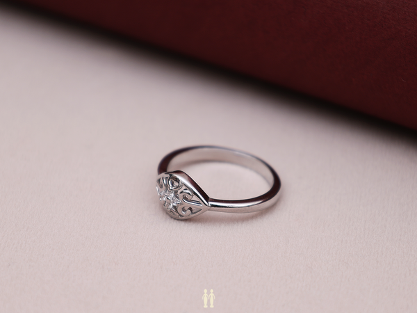 Crystal Stone Pure Silver Ring