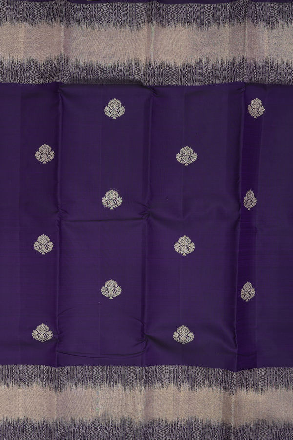Kanchipuram Silk Saree In Regal Purple With Floral Motifs