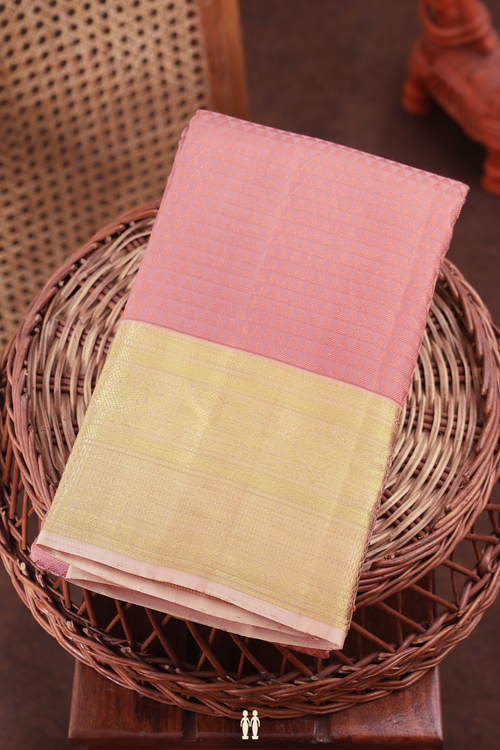 Kanchipuram Silk Saree In Pink With Jacquard Pattern