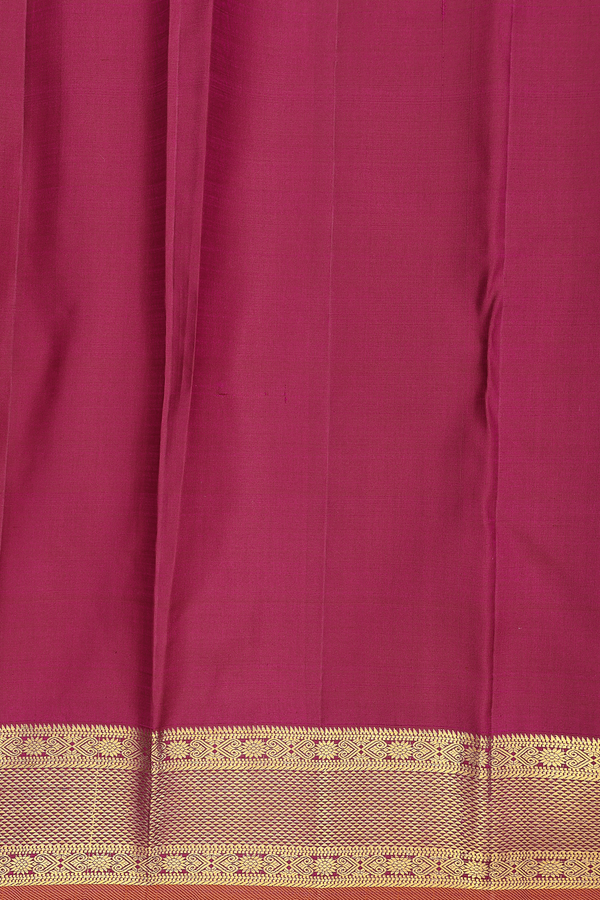 Kanchipuram Silk Saree In Hibiscus Red Along Checks With Buttas