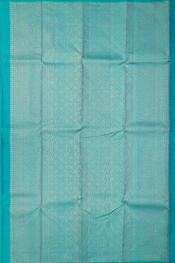 Kanchipuram Silk Saree In Bluish Green With Mandala Design
