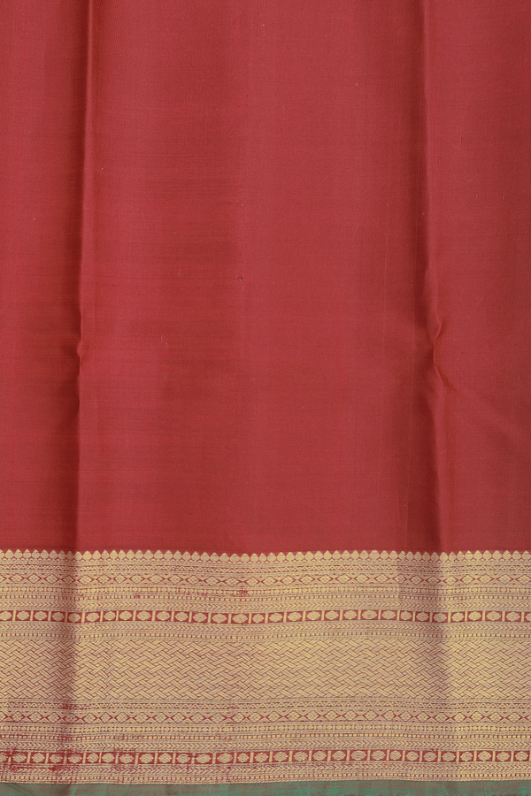 Kanchipuram Silk Saree In Red Along Checks With Buttas