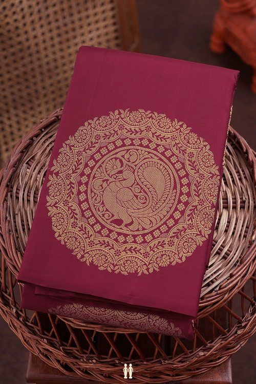 Kanchipuram Silk Saree In Berry Red With Mandala Design