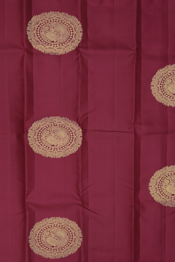 Kanchipuram Silk Saree In Berry Red With Mandala Design