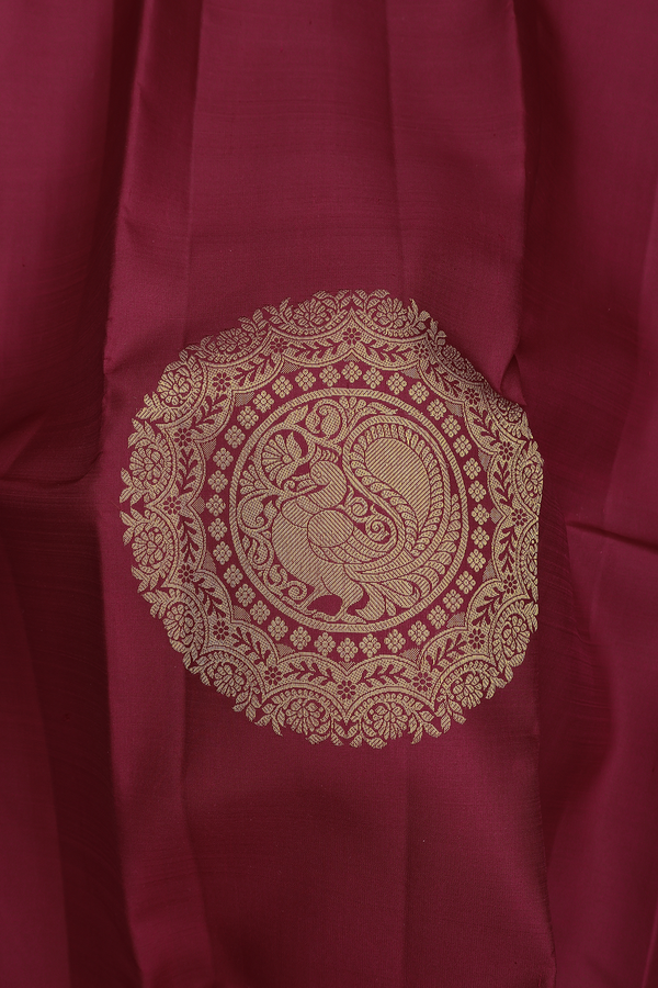 Kanchipuram Silk Saree In Berry Red With Mandala Design