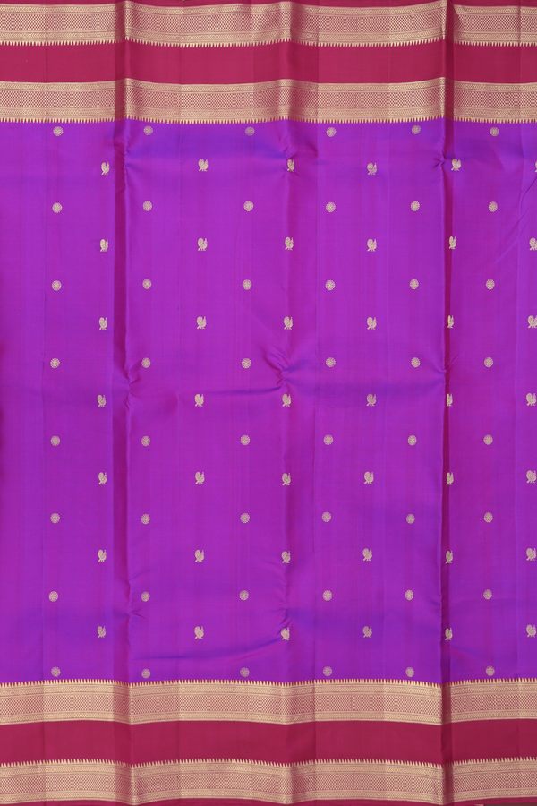 Kanchipuram Silk Saree In Purple With Peacock Buttas