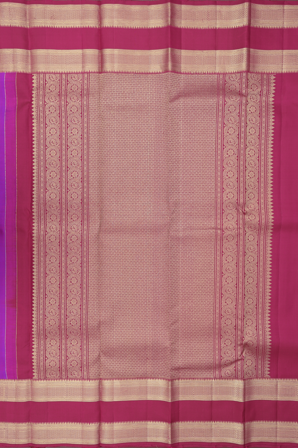 Kanchipuram Silk Saree In Purple With Peacock Buttas
