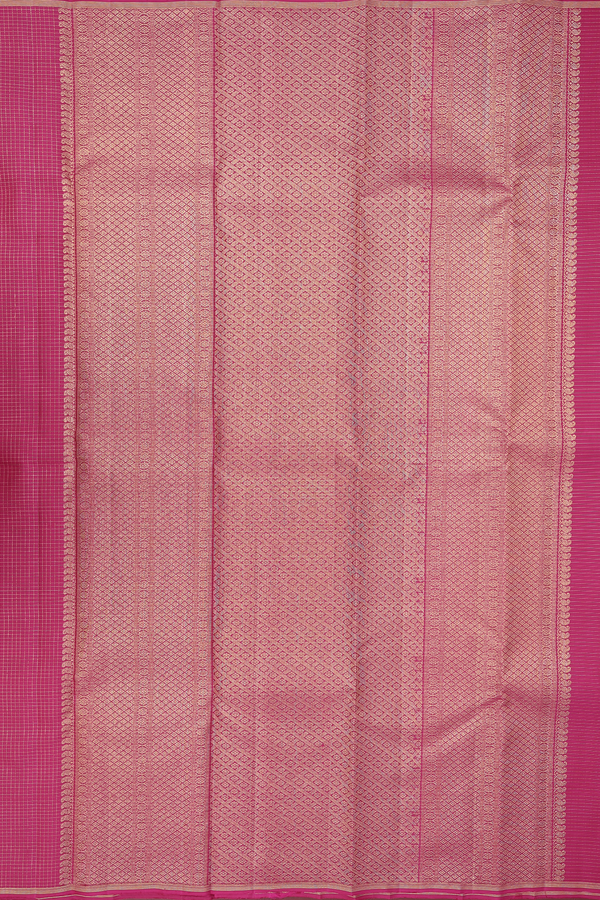 Kanchipuram Silk Saree In Rani Pink With Checks Design