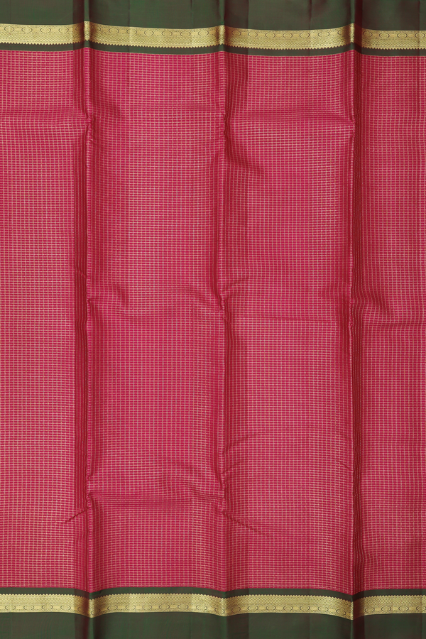 Kanchipuram Silk Saree In Berry Red With Checks Design