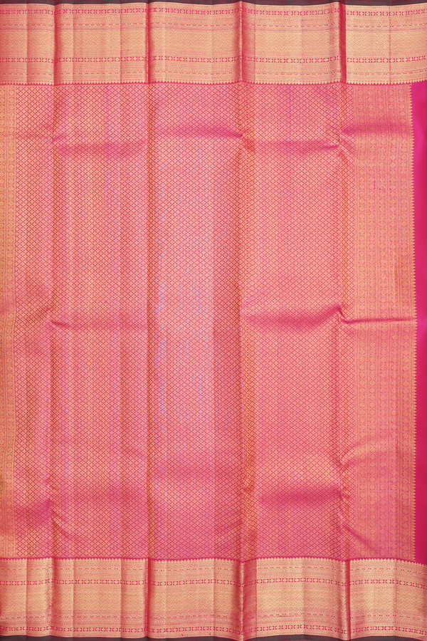 Kanchipuram Silk Saree In Dark Pink With Zari Buttis