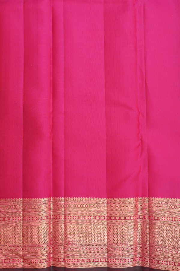 Kanchipuram Silk Saree In Dark Pink With Zari Buttis