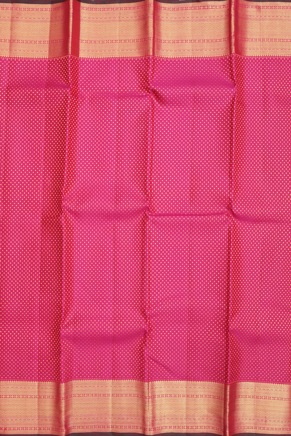 Kanchipuram Silk Saree In Dark Pink With Zari Buttis