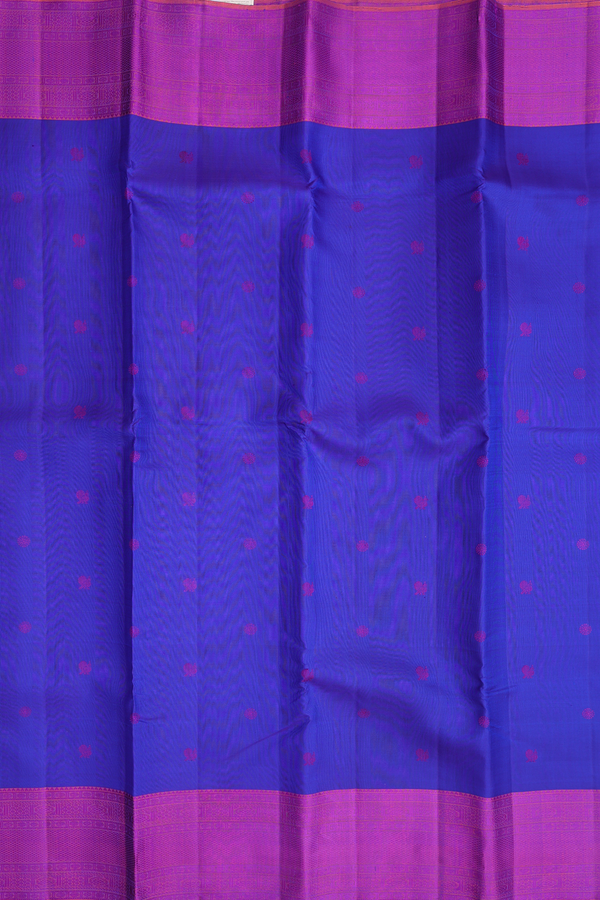 Kanchipuram Silk Saree In Royal Blue With Threadwork Buttas