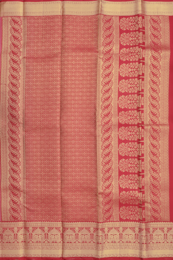 Kanchipuram Silk Saree In Off White With Diamond Design