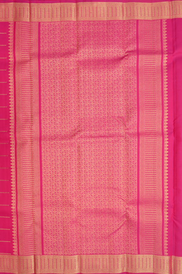 Kanchipuram Silk Saree In Rani Pink With Checks Design