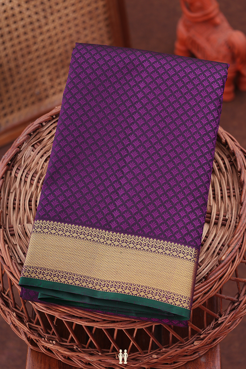 Kanchipuram Silk Saree In Purple With Jacquard Pattern