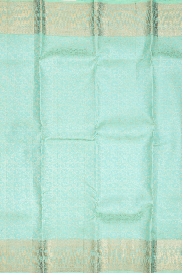 Kanchipuram Silk Saree In Seafoam Green With Brocade Design