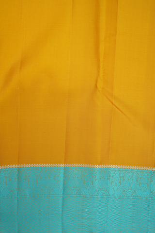 Threadwork Border Plain Saffron Yellow Kanchipuram Silk Saree