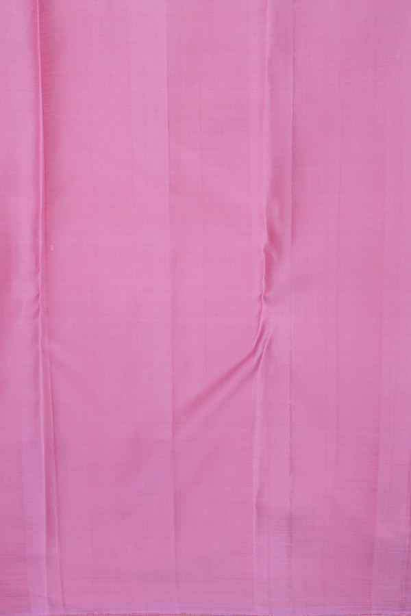 Kanchipuram Silk Saree In Salmon Pink With Zari Stripe Design