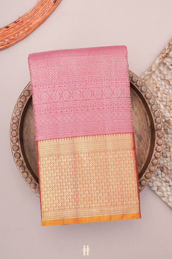 Kanchipuram Silk Saree In Orchid Pink With Brocade Design
