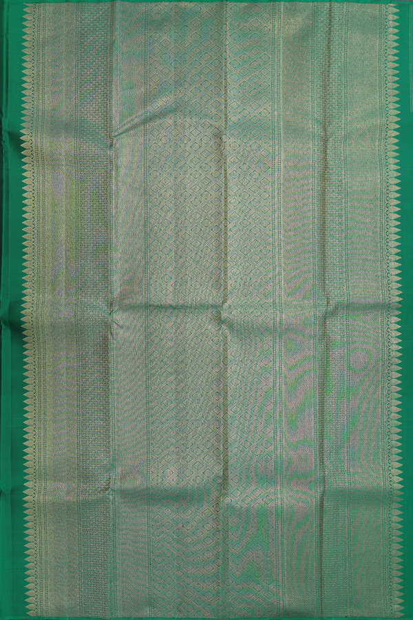 Kanchipuram Silk Saree Forest Green With Horse Buttas