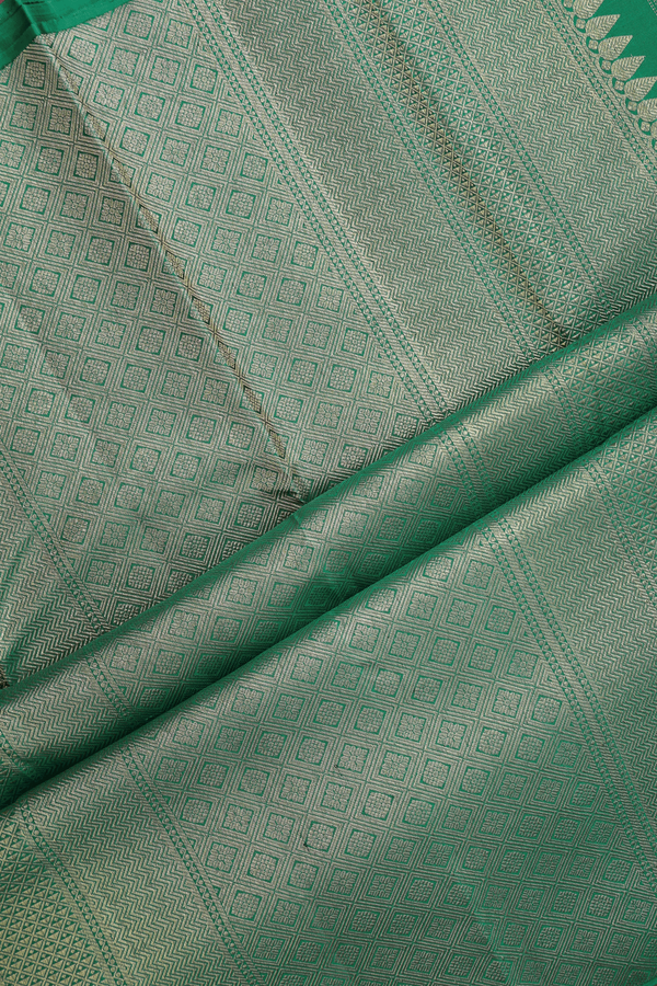 Kanchipuram Silk Saree Forest Green With Horse Buttas