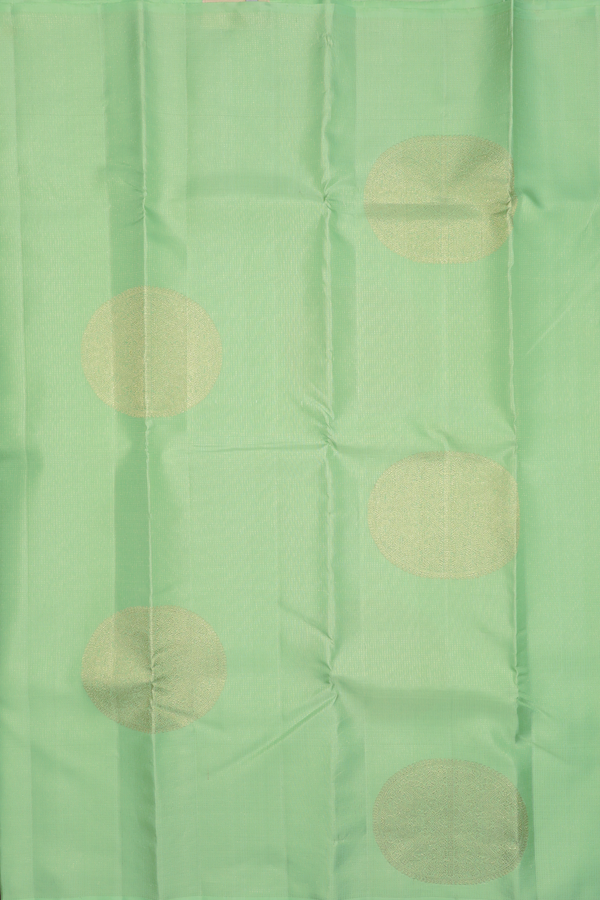 Kanchipuram Silk Saree In Pastel Green With Stripes Design