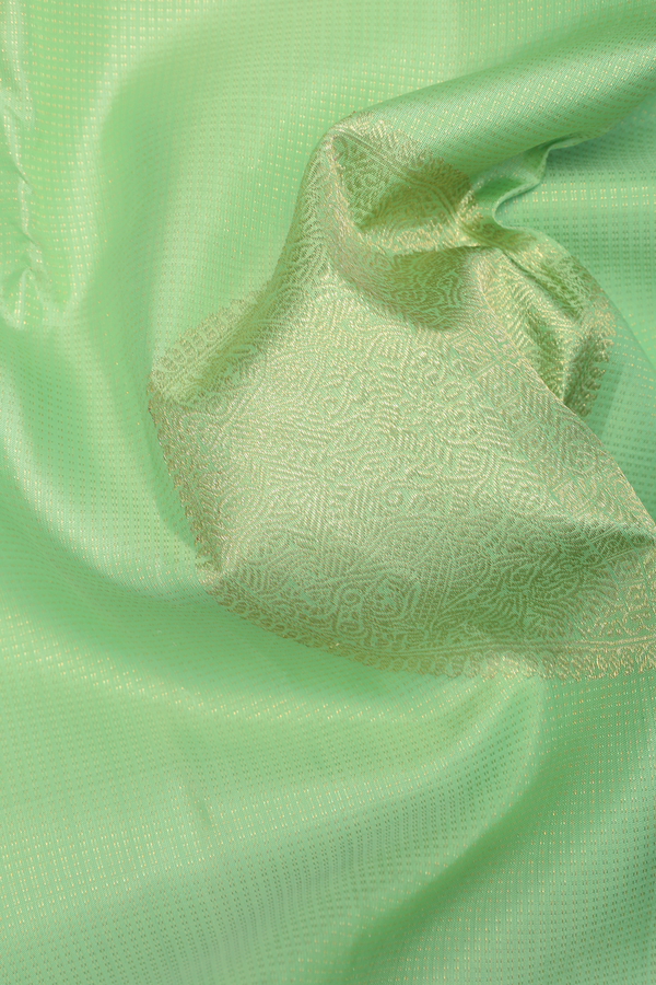 Kanchipuram Silk Saree In Pastel Green With Stripes Design