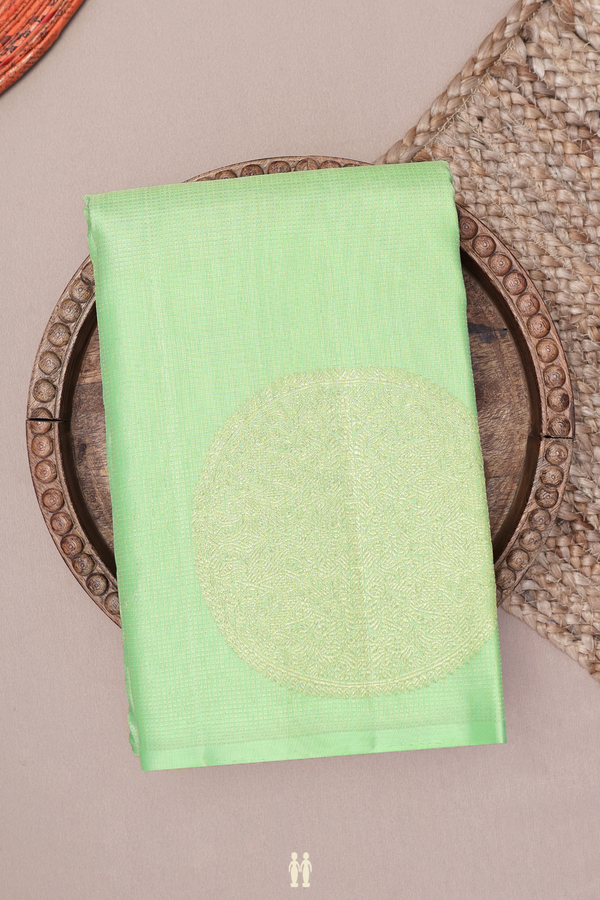 Kanchipuram Silk Saree In Pastel Green With Stripes Design