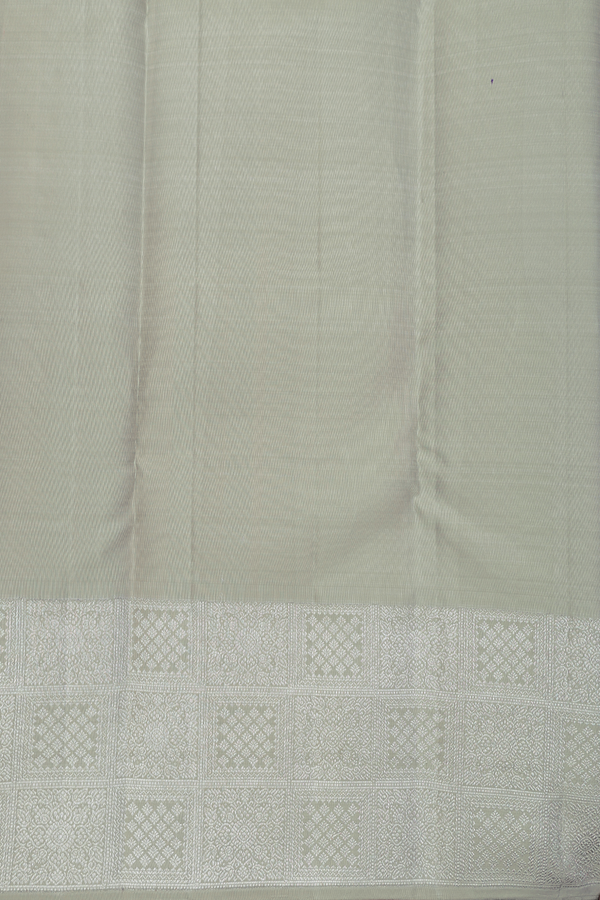 Kanchipuram Silk Saree In Dusty Green With Square Motifs