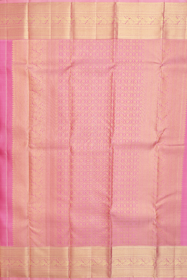 Kanchipuram Silk Saree In Pink With Brocade Design
