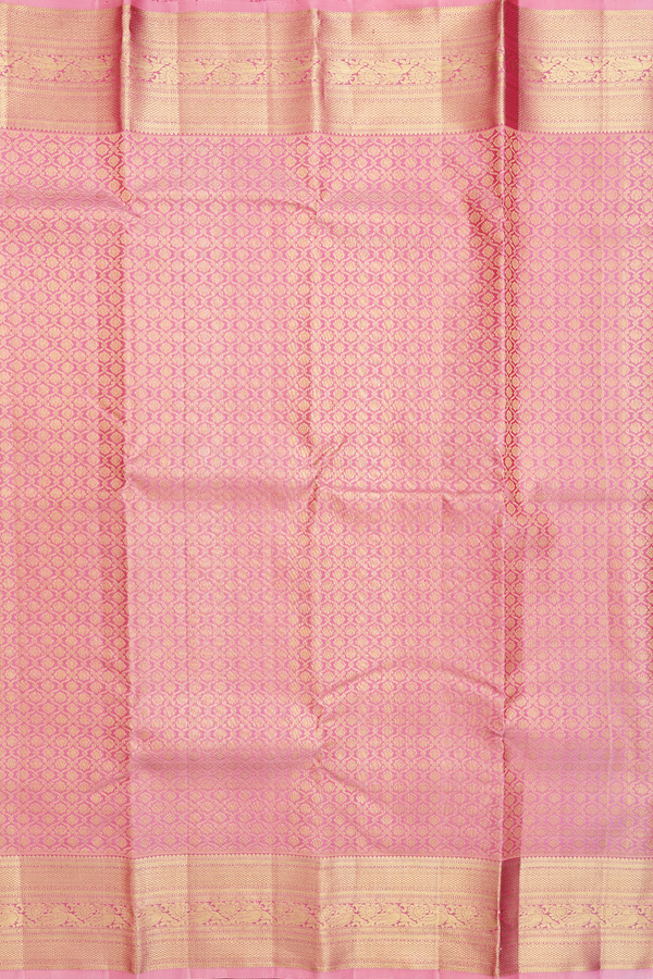 Kanchipuram Silk Saree In Pink With Brocade Design